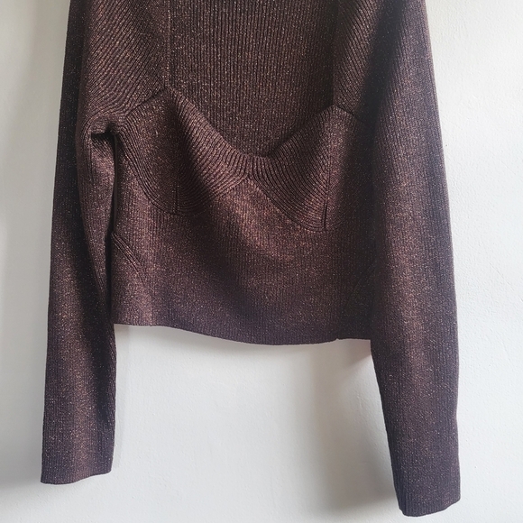 New Staud Cerro Metallic Brown Sweater Top Size Large - Picture 12 of 16